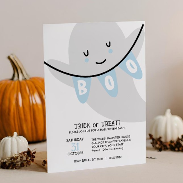INVITACIÓN CUTE GHOST BOO TRICK O TRATAMIENTO DE NIÑOS HALLOW (Subido por el creador)