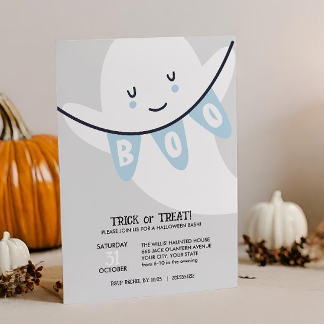 INVITACIÓN CUTE GHOST BOO TRICK O TRATAMIENTO DE NIÑOS HALLOW (Subido por el creador)
