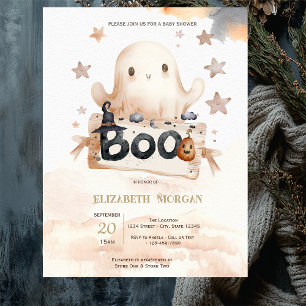 Invitación Cute Ghost Bow Boo Baby Shower
