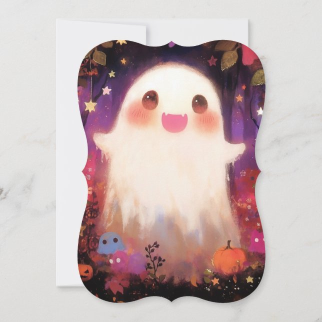 Invitación Cute Ghost Halloween Baby Shower (Reverso)