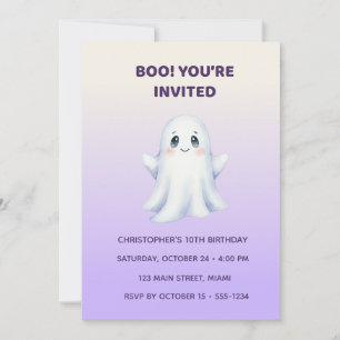 Invitación Cute Ghost Halloween Birthday Invitation   Kids Sp