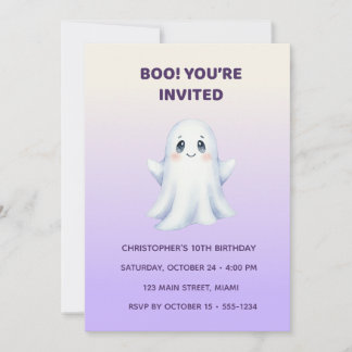 Invitación Cute Ghost Halloween Birthday Invitation | Kids Sp