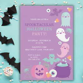 INVITACIÓN CUTE GHOST HALLOWEEN PURPLE FIESTA