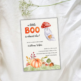 Invitación Cute Ghost Mushroom Halloween Fall Baby Shower