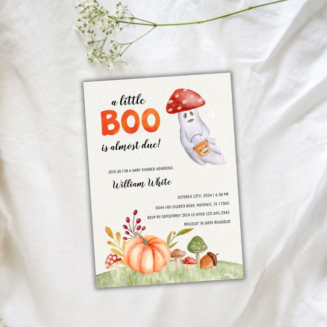 Invitación Cute Ghost Mushroom Halloween Fall Baby Shower (Cute Ghost Mushroom Halloween Fall Baby Shower Invitation)