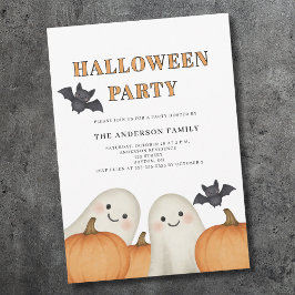 Invitación Cute Ghost Pumpkin Halloween Party 