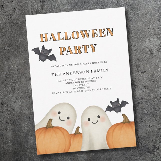 Invitación Cute Ghost Pumpkin Halloween Party  (Subido por el creador)