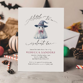Invitación Cute Ghost with Pink Bow & Witch Hat Baby Shower