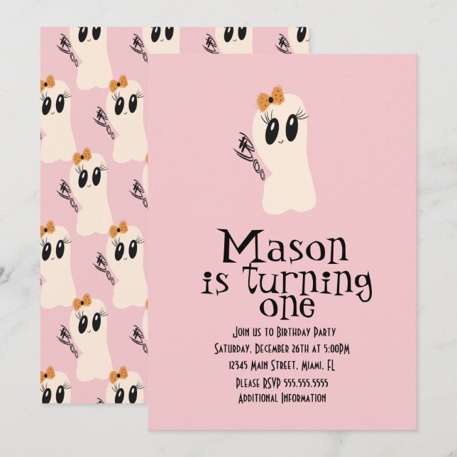 Invitación Cute Ghoul Doodle Halloween Cualquier Edad Cumplea (Anverso / Reverso)