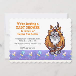 Invitación Cute Ginger Cat Baby Shower