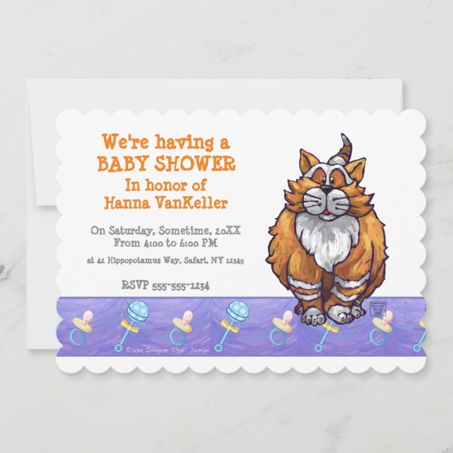 Invitación Cute Ginger Cat Baby Shower (Anverso)