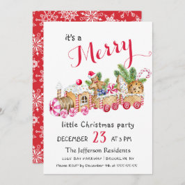Invitación Cute Gingerbread Express Pequeños Navidades Fiesta
