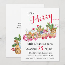 Invitación Cute Gingerbread Express Pequeños Navidades Fiesta
