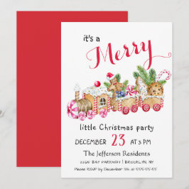 Invitación Cute Gingerbread Express Pequeños Navidades Fiesta