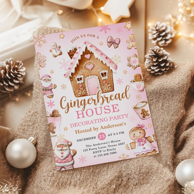 Invitación Cute Gingerbread House Decorating Holiday Party (Subido por el creador)