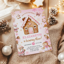 Invitación Cute Gingerbread House Girl Birthday Party