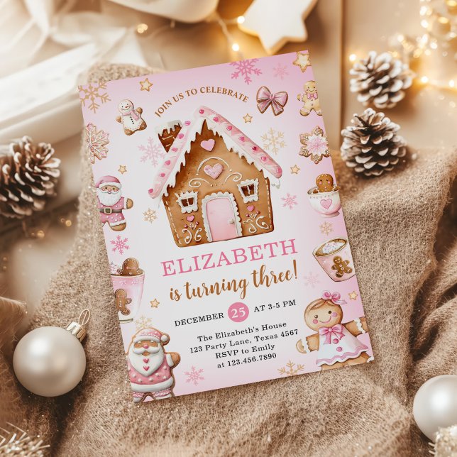 Invitación Cute Gingerbread House Girl Birthday Party (Subido por el creador)