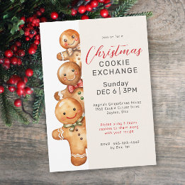 Invitación Cute Gingerbread Men Cookie Exchange Fiesta