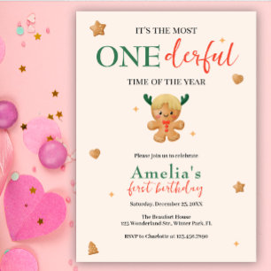 Invitación Cute Gingerbread Navidades Maravillosos Primer cum