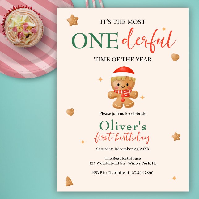 Invitación Cute Gingerbread Navidades Maravillosos Primer cum (Subido por el creador)