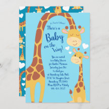 Cute Giraffe Baby Shower Blue Boy