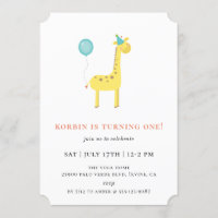 Cute Giraffe Blue Balloon Birday Party