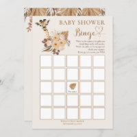 Cute Giraffe Boho Grasas Secas Bingo Baby Shower