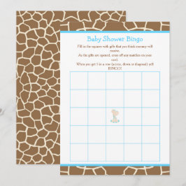 Invitación Cute Giraffe Boy Blue Baby Shower Bingo