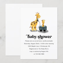 Cute Giraffe Ilustracion Typography Baby Shower