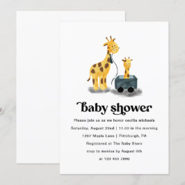 Invitación Cute Giraffe Ilustracion Typography Baby Shower