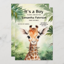 Cute Giraffe Jungle Baby Shower Party Beautiful