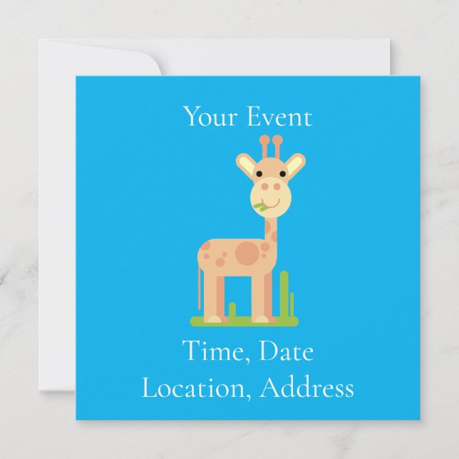 Invitación Cute Giraffe Munching Thunder_Cove (Anverso)