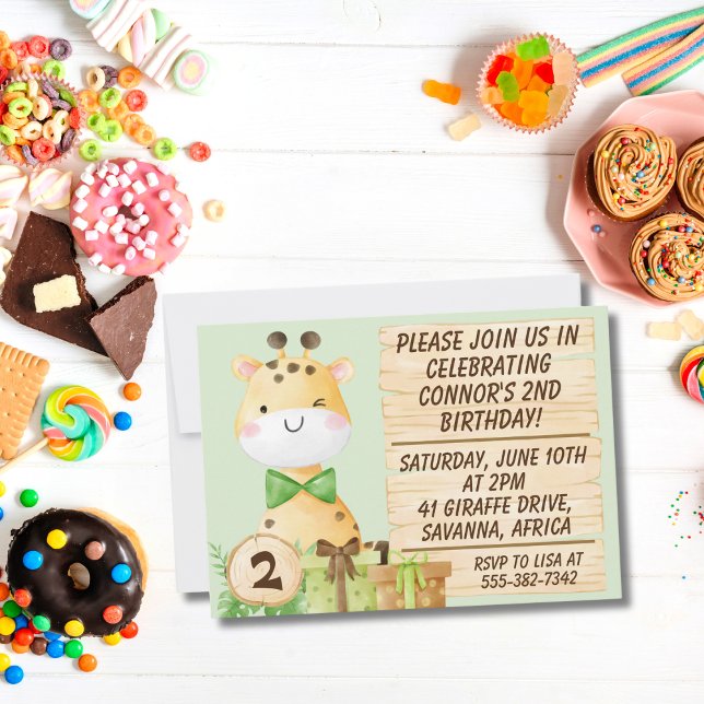 Invitación Cute Giraffe para el cumpleaños de un niño pequeño (Subido por el creador)