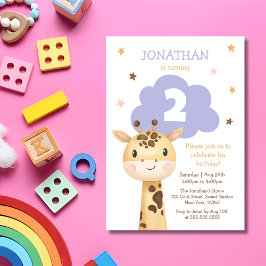 Invitación Cute Giraffe Safari Animal Kids Birthday