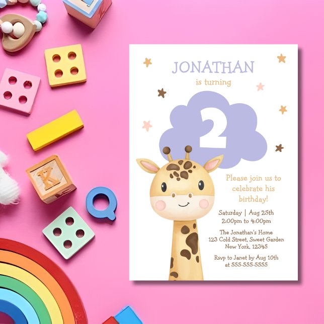 Invitación Cute Giraffe Safari Animal Kids Birthday (Subido por el creador)