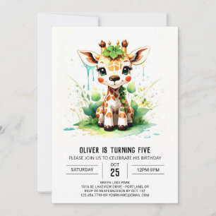 Invitación Cute Giraffe Safari Odyssey Cumpleaños