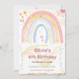 Invitación Cute Girl Abstract Rainbow Any Age Birthday