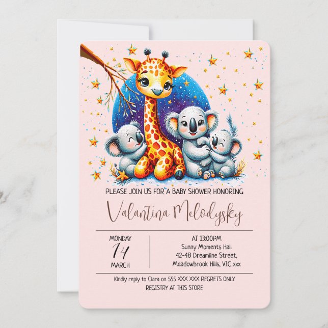 Invitación Cute girl baby shower Invitation (Anverso)