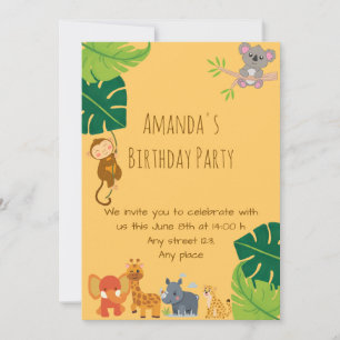 Invitación Cute Girl Safari Birthday Party Invitation
