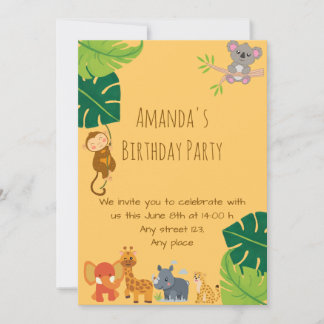 Invitación Cute Girl Safari Birthday Party Invitation