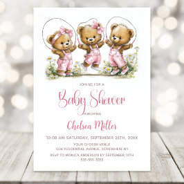 Invitación Cute Girl Teddy Bears Playing Jump Rope
