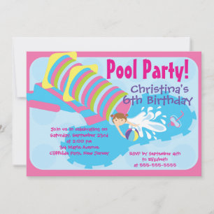 Invitación Cute Girls Pool Party Birthday Party Invitations