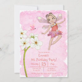 Invitación Cute Girly Whimsical Red Dragonfly Birday