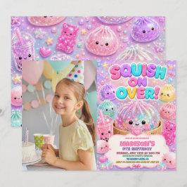 Invitación Cute Glitter Food Squishies Cumpleaños Fiesta Foto