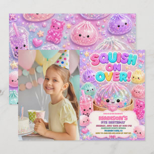 Invitación Cute Glitter Food Squishies Cumpleaños Fiesta Foto