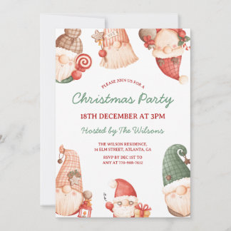 Invitación Cute Gnomes Christmas Party