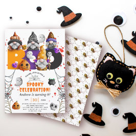 Invitación Cute gnomes cumpleaños de los niños de BOO Hallowe