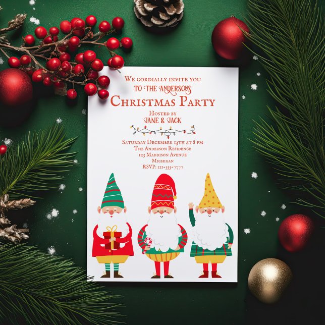 Invitación Cute Gnomes HO HO Navidades Fiesta (Subido por el creador)