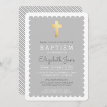 CUTE GOLD CROSS baptismo moderno con bordes de vie