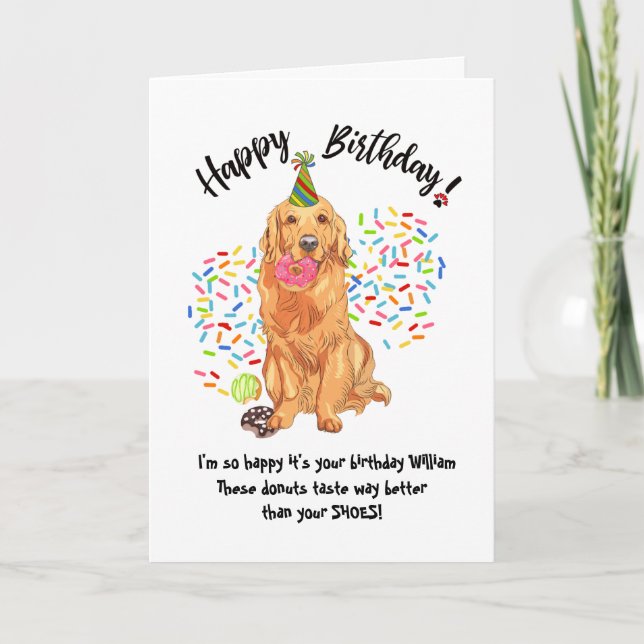Invitación Cute Golden Retriever Dog Mascota Birthday Card Do (Anverso)